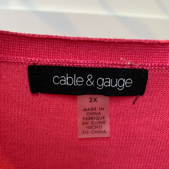 Cable & Gauge plus size casual v-neck pink sweater - Picture 6 of 7